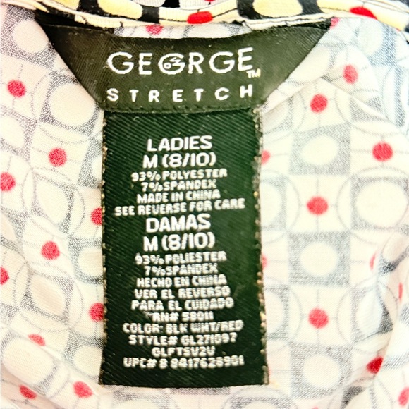 George Stretch Women’s Wrap Dress M (8-10) Geometric Print White Red Black - Picture 8 of 12